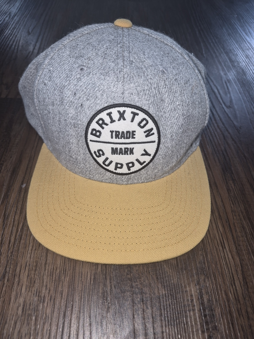 Vintage Brixton Supply Oath III Wool Gray and Mustard Snapback Hat